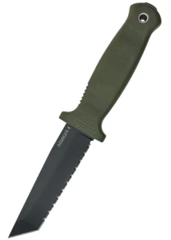 Feststehendes Messer Demko Armiger 4, Tanto, Wellenschliff, Olivgrün