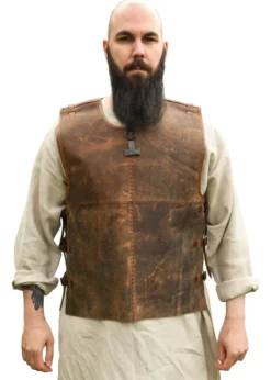 Fettleder Brustpanzer Sindri, braun - Lederrüstung