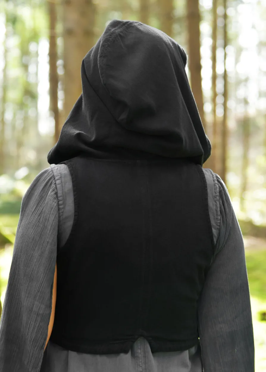 Frauen Weste Nalen mit Kapuze, schwarz