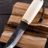 Gebrauchsmesser mit Knochengriff u. Lederscheide