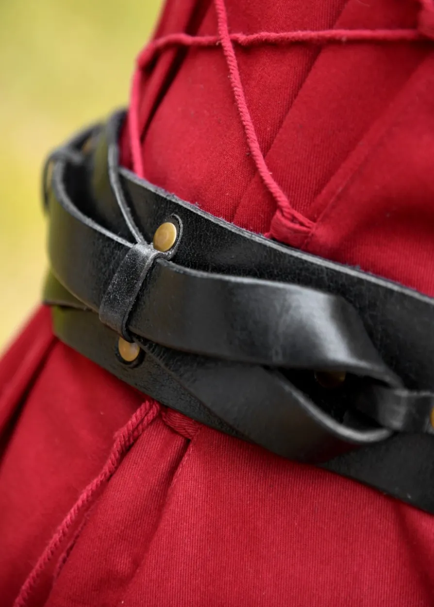 Geknoteter Mittelalter Gürtel aus Leder, schwarz