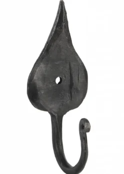 Geschmiedeter Wandhaken mit Blatt, ca. 11 cm hoch