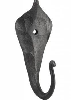 Geschmiedeter Wandhaken mit Blatt, ca. 9 cm hoch
