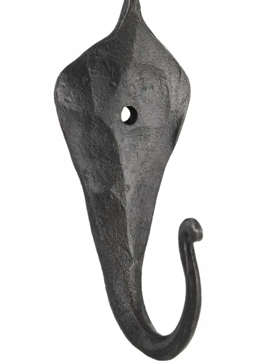Geschmiedeter Wandhaken mit Blatt, ca. 9 cm hoch