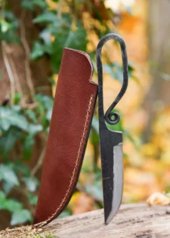Geschmiedetes Messer, 440er Stahl mit Lederscheide, 22 cm