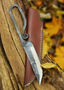 Geschmiedetes Messer, 440er Stahl mit Lederscheide, 22 cm