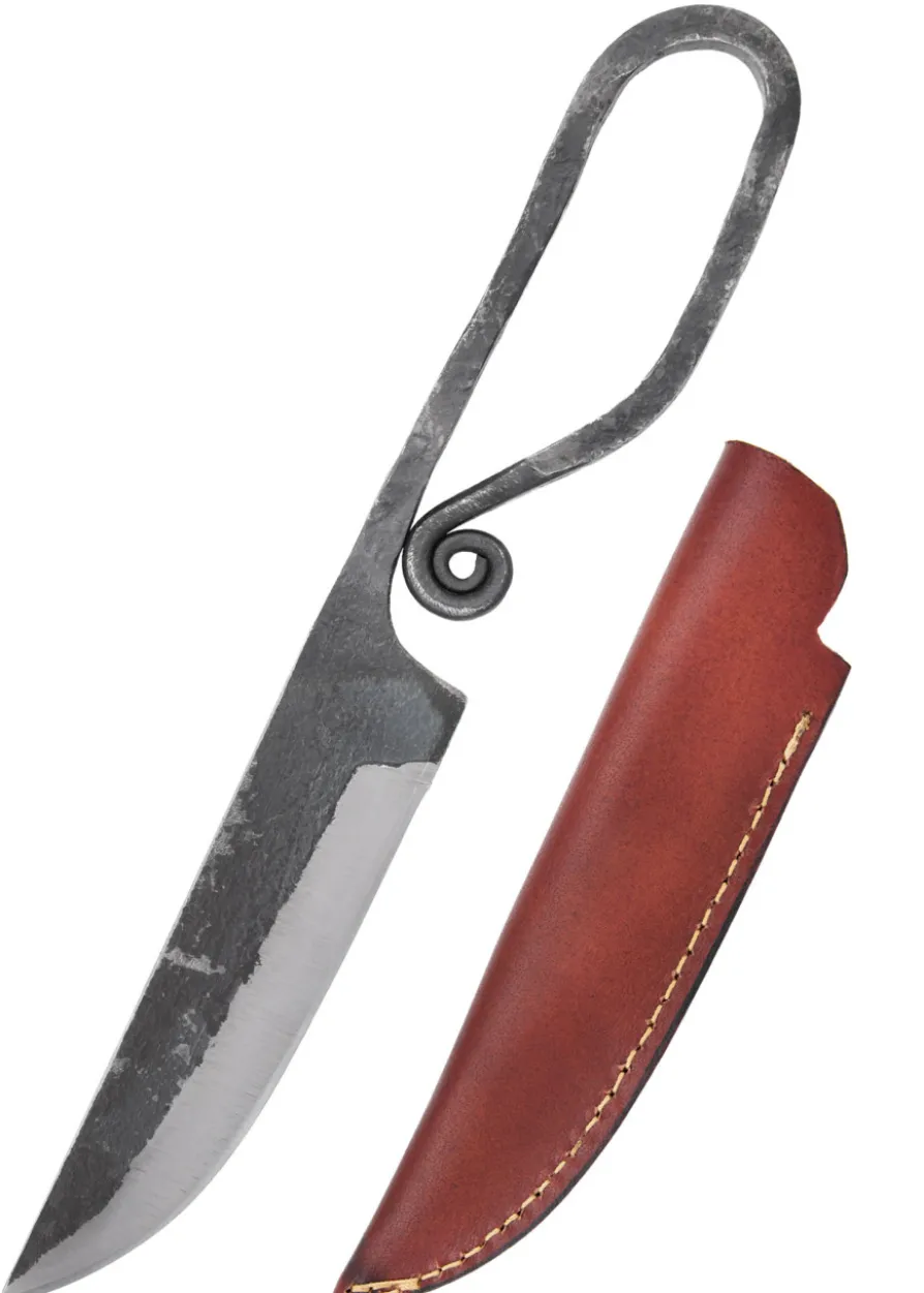 Geschmiedetes Messer, 440er Stahl mit Lederscheide, 22 cm