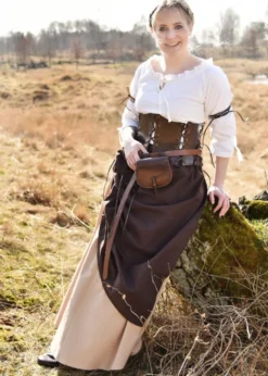 Geschnürte Unterbrust-Corsage aus Leder, braun