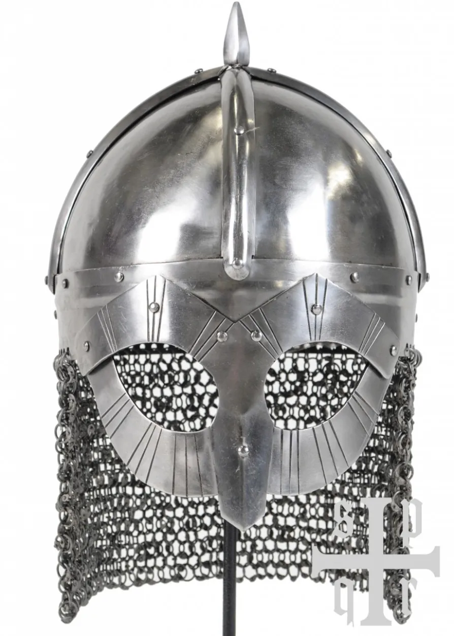 Gjermundbu-Helm, Wikinger Brillenhelm mit Kettenbrünne, 1,6 mm Stahl
