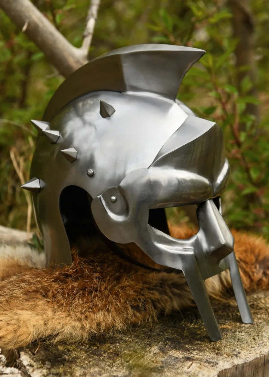 Gladiatorenhelm Maximus mit Lederinlay mit Dornen
