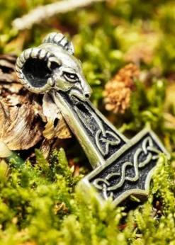 Grosser Thorshammer mit Widderkopf, Silber