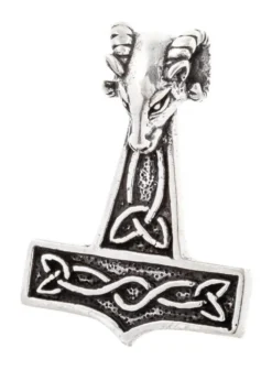 Grosser Thorshammer mit Widderkopf, Silber