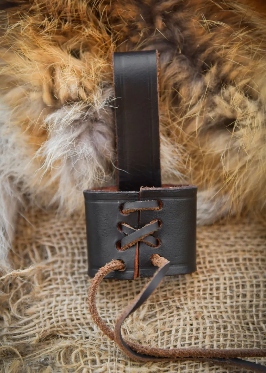 Gürtelhalter für Dolch, aus braunem Leder, Größenverstellbar