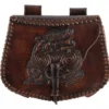 Gürteltasche aus Leder mit Drachen-Prägung, Braun