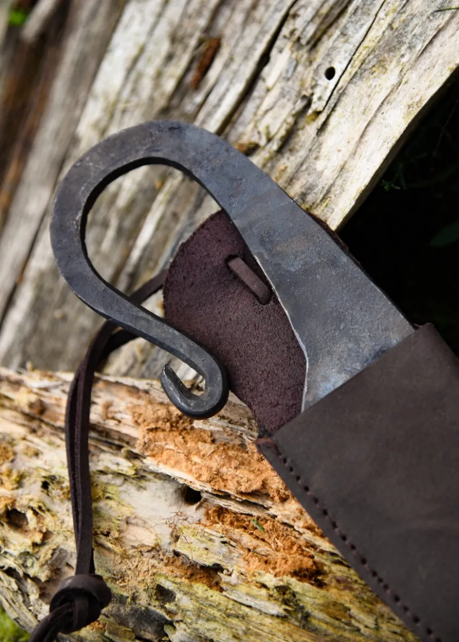 Handgeschmiedetes Wikingermesser mit Lederscheide