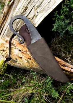 Handgeschmiedetes Wikingermesser mit Lederscheide