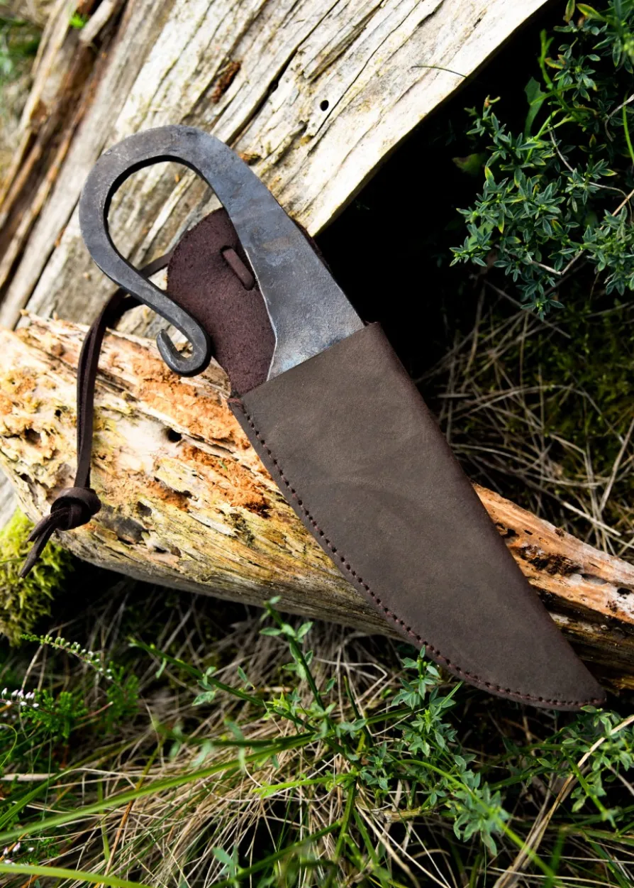 Handgeschmiedetes Wikingermesser mit Lederscheide