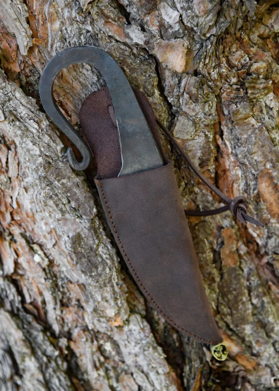 Handgeschmiedetes Wikingermesser mit Lederscheide