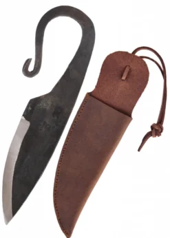 Handgeschmiedetes Wikingermesser mit Lederscheide