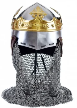 Helm von Robert Bruce, Mittelalter-Beckenhaube mit Brünne, 1,6 mm Stahl