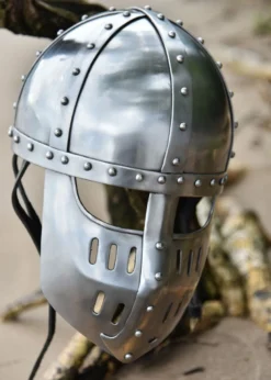 Hochmittelalter Spangenhelm mit Gesichtsplatte, 2 mm Stahl