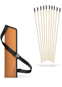 Holzpfeile Set, 11 tlg. mit Gummispitze, Pfeillänge 55 cm