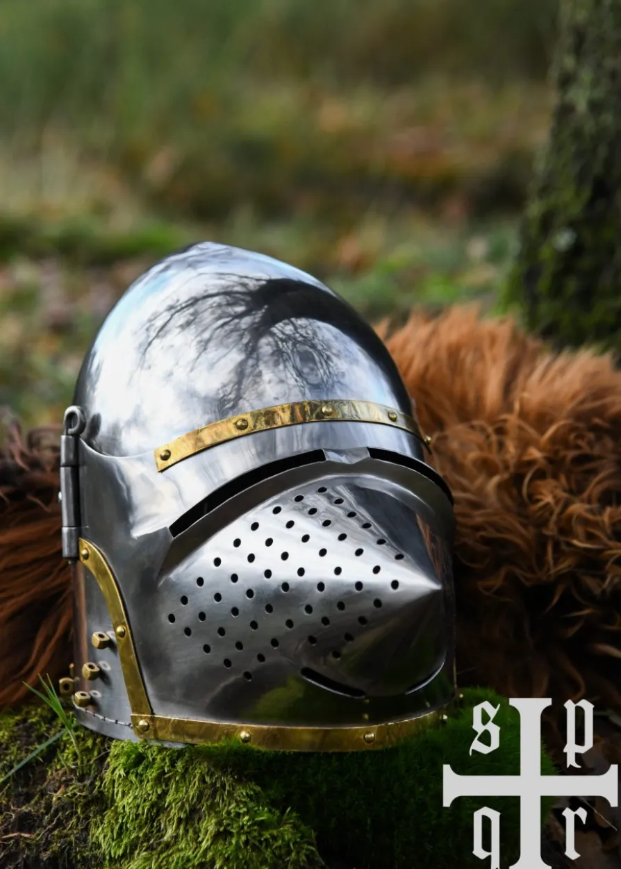 Hundsgugel, Mittelalter-Helm, ca. 1370, 1,6 mm Stahl