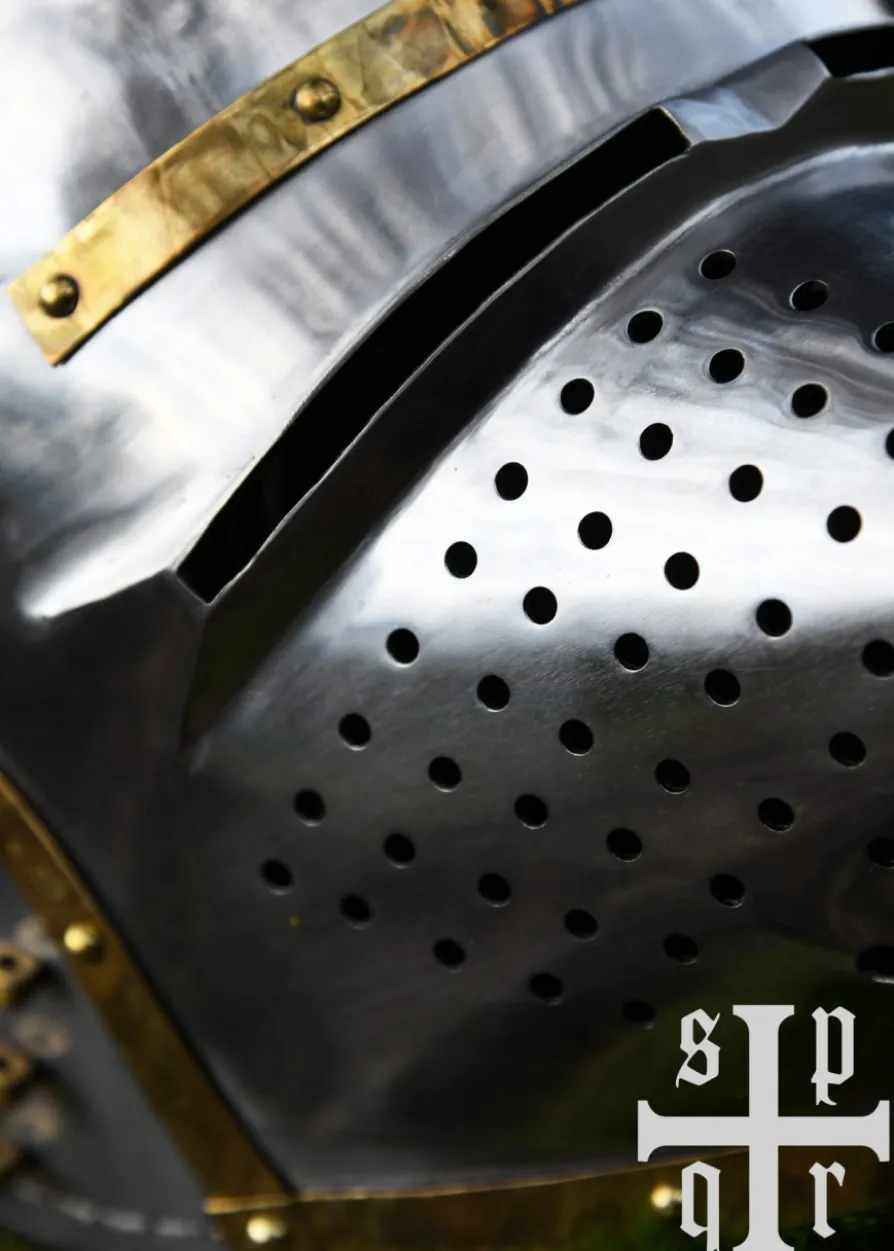 Hundsgugel, Mittelalter-Helm, ca. 1370, 1,6 mm Stahl