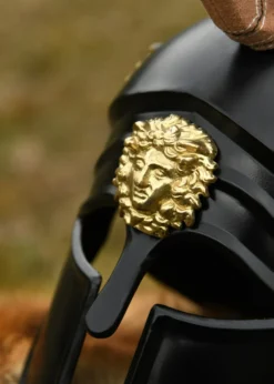 Italo-Korintherhelm mit Helmbusch, schwarz, verziert