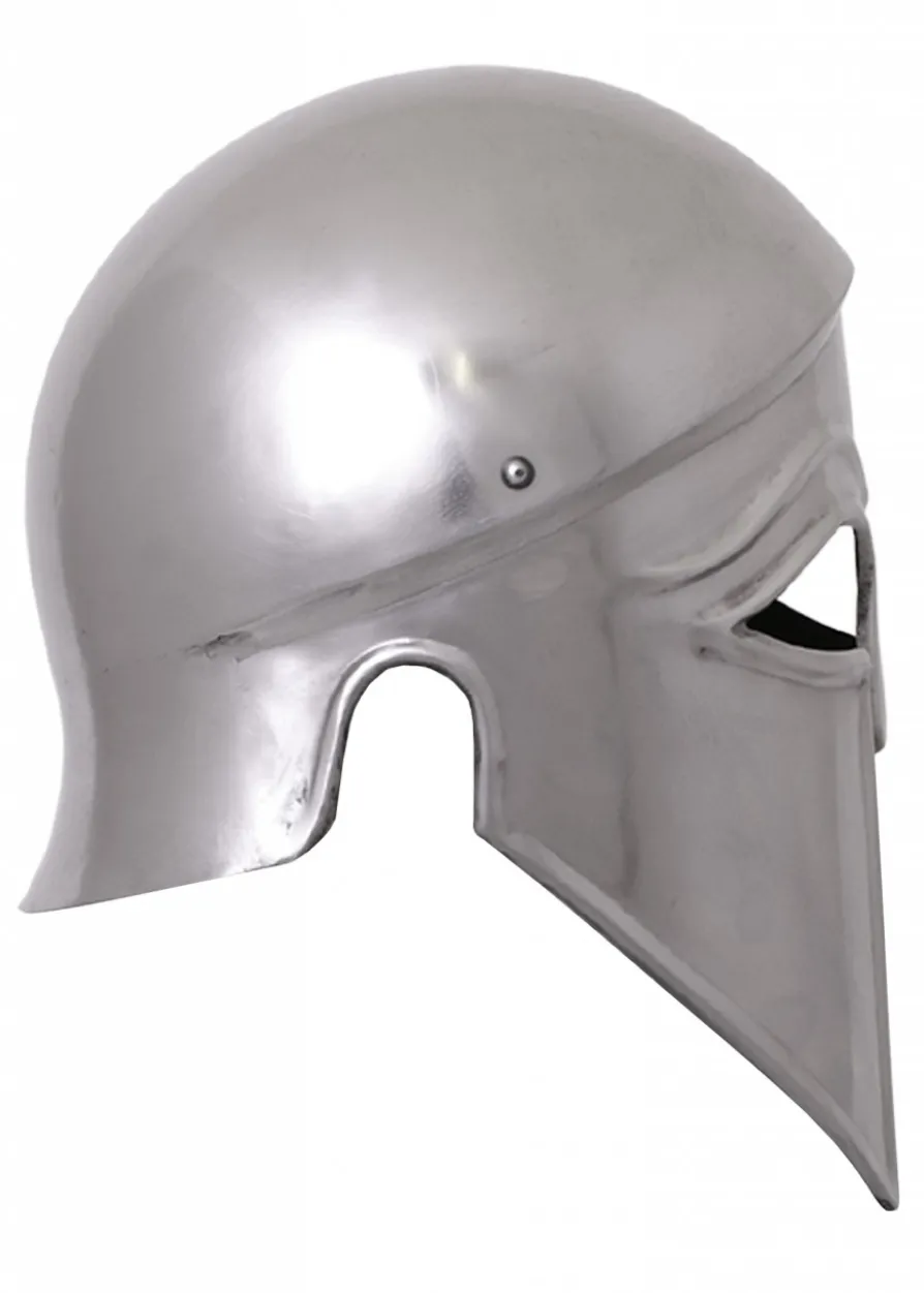 Italo-Korintherhelm, Stahl, mit Lederinlay