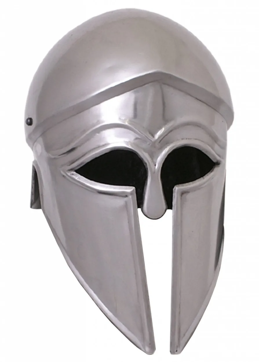 Italo-Korintherhelm, Stahl, mit Lederinlay