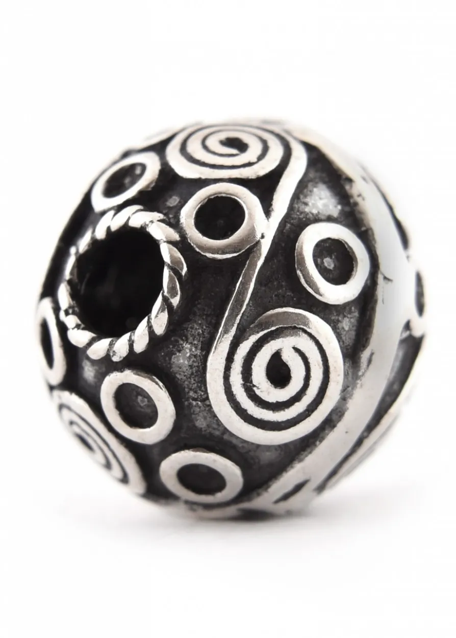 Keltische Bartperle und Lockenperle mit Spiralen aus Silber