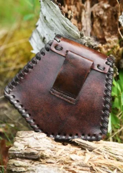 Keltische Ledertasche, Mittelalter-Gürteltasche, Piktisches Motiv