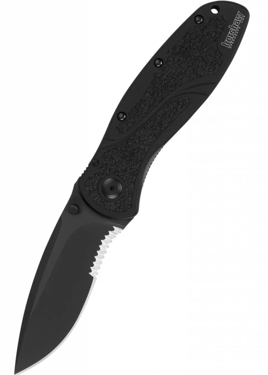 Kershaw BLUR, Schwarz, Wellenschliff, Taschenmesser