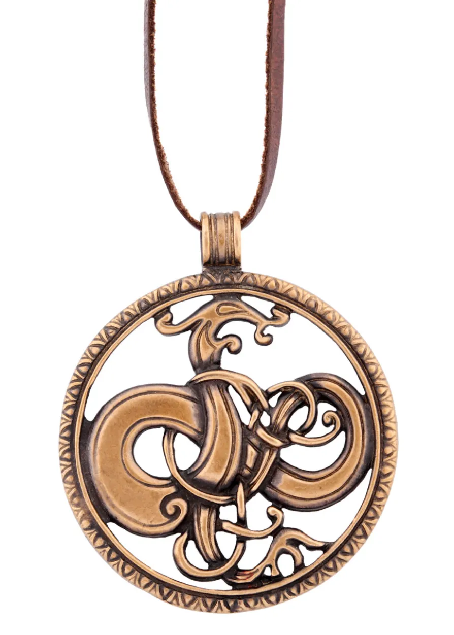 Kettenanhänger, Schmuck-Anhänger aus Bronze, Drache im Urnes-Stil, Wikinger Schmuck