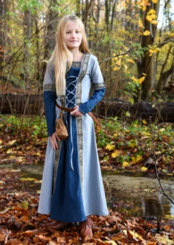 Kinder Mittelalterkleid Eleanor, langarm, blau