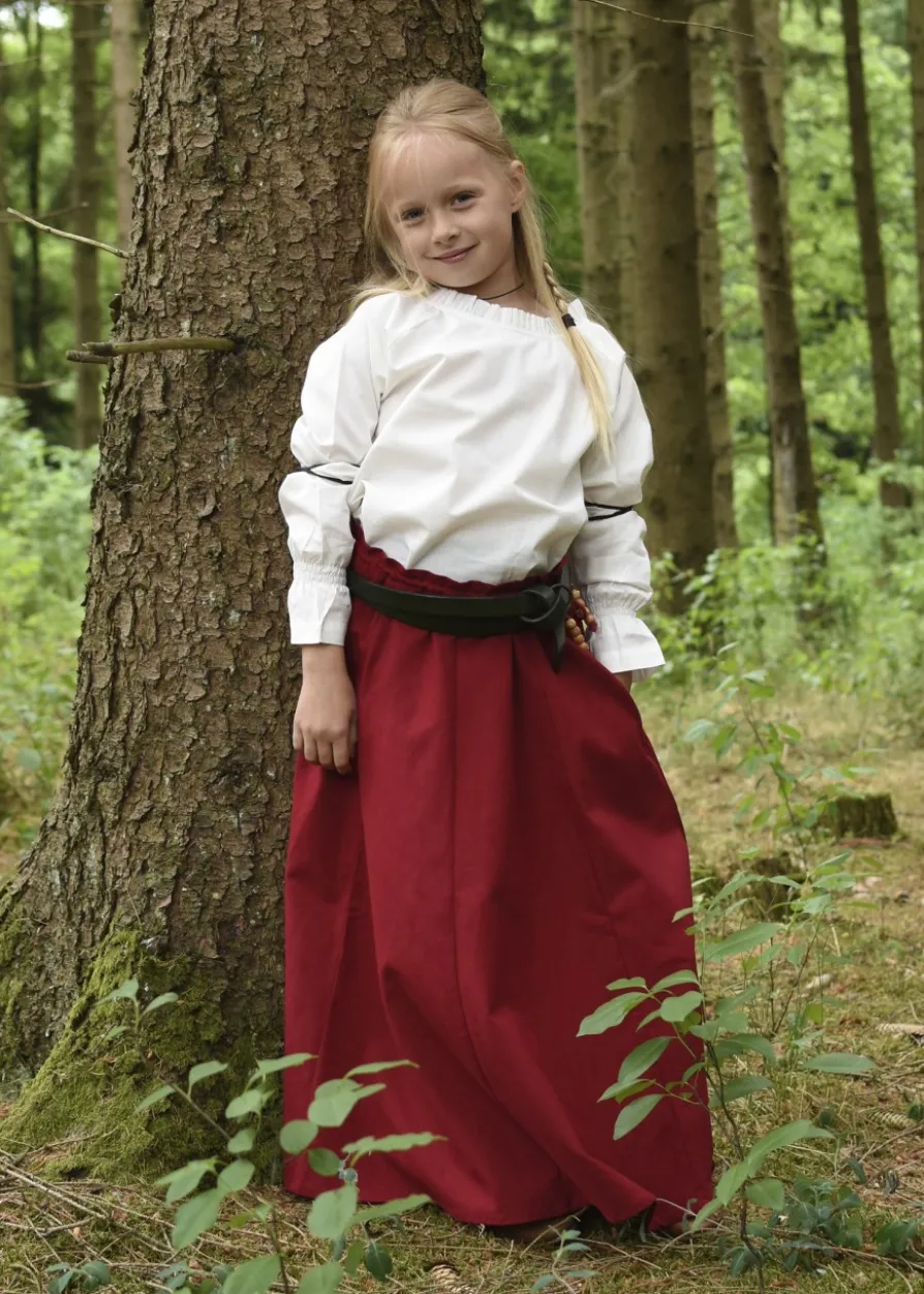 Kinder Mittelalter-Rock Lucia, weit ausgestellt, rot