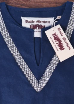 Kinder Mittelalter-Tunika Ailrik mit Bordüre, kurzarm, blau