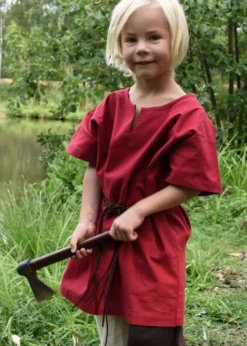Kinder Mittelalter-Tunika Linus, kurzarm, rot