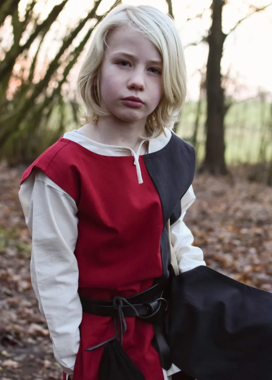 Kinder Waffenrock Lucas, Mi-Parti, schwarz/rot
