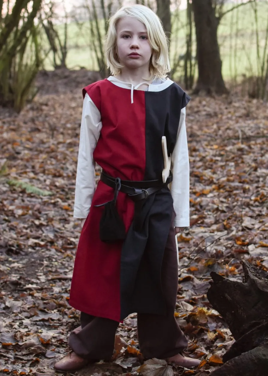Kinder Waffenrock Lucas, Mi-Parti, schwarz/rot