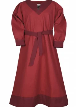 Kinder-Wikingerkleid Solveig, rot/weinrot