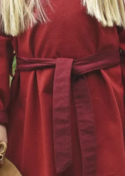 Kinder-Wikingerkleid Solveig, rot/weinrot
