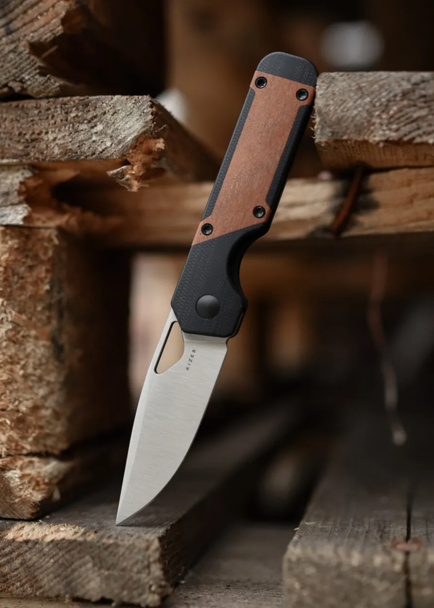 Kizer Knives Mini Militaw G10 + Mkuruti-Holz, Taschenmesser