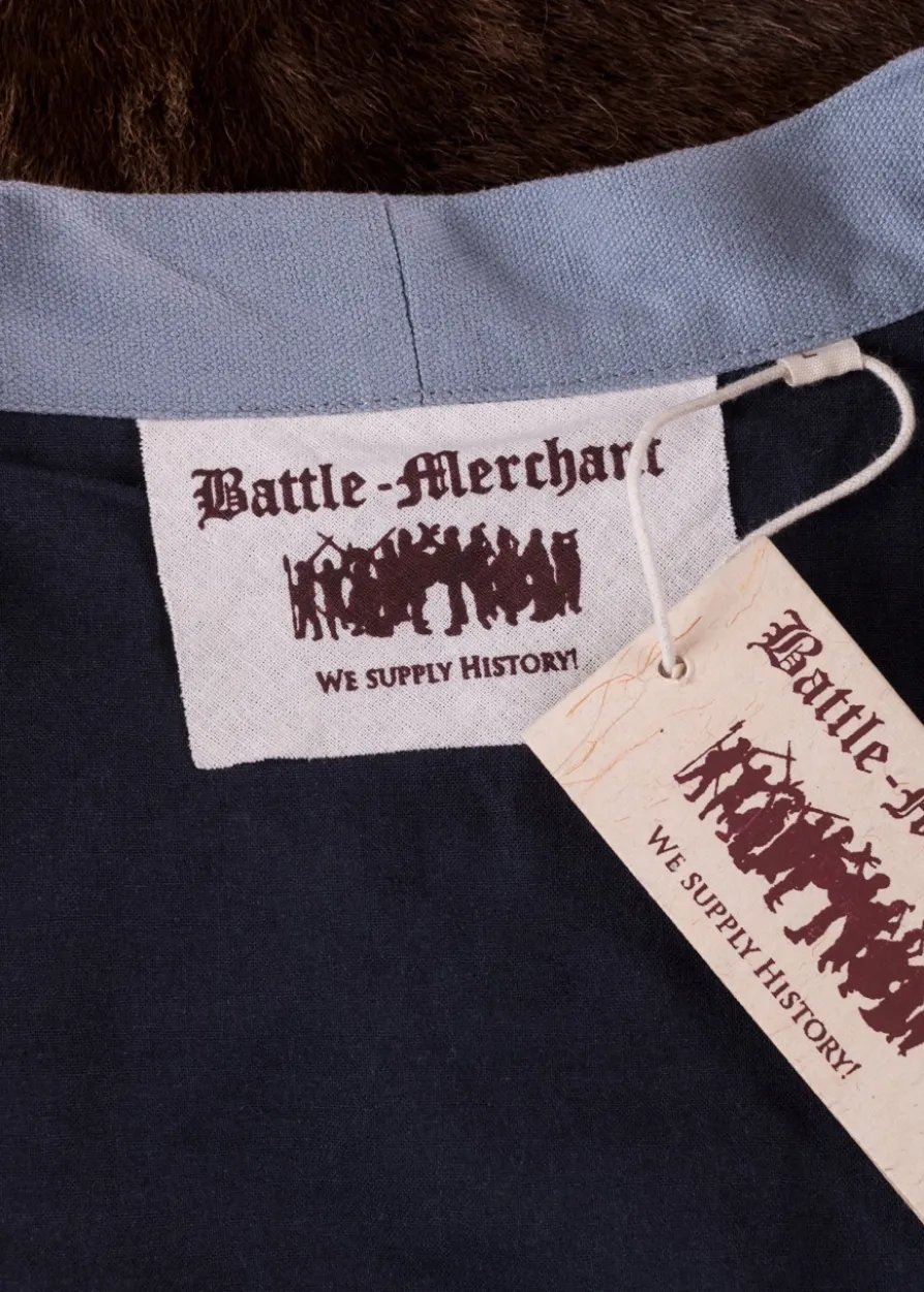 Klappenrock Bjorn, Wikinger-Mantel mit Borte, dunkelblau