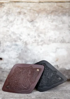 Kleine Haarspange aus Leder mit keltischem Motiv & Metall-Clip