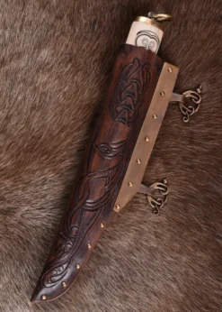 Kleiner Wikinger-Sax, Knochengriff mit nordischem Motiv