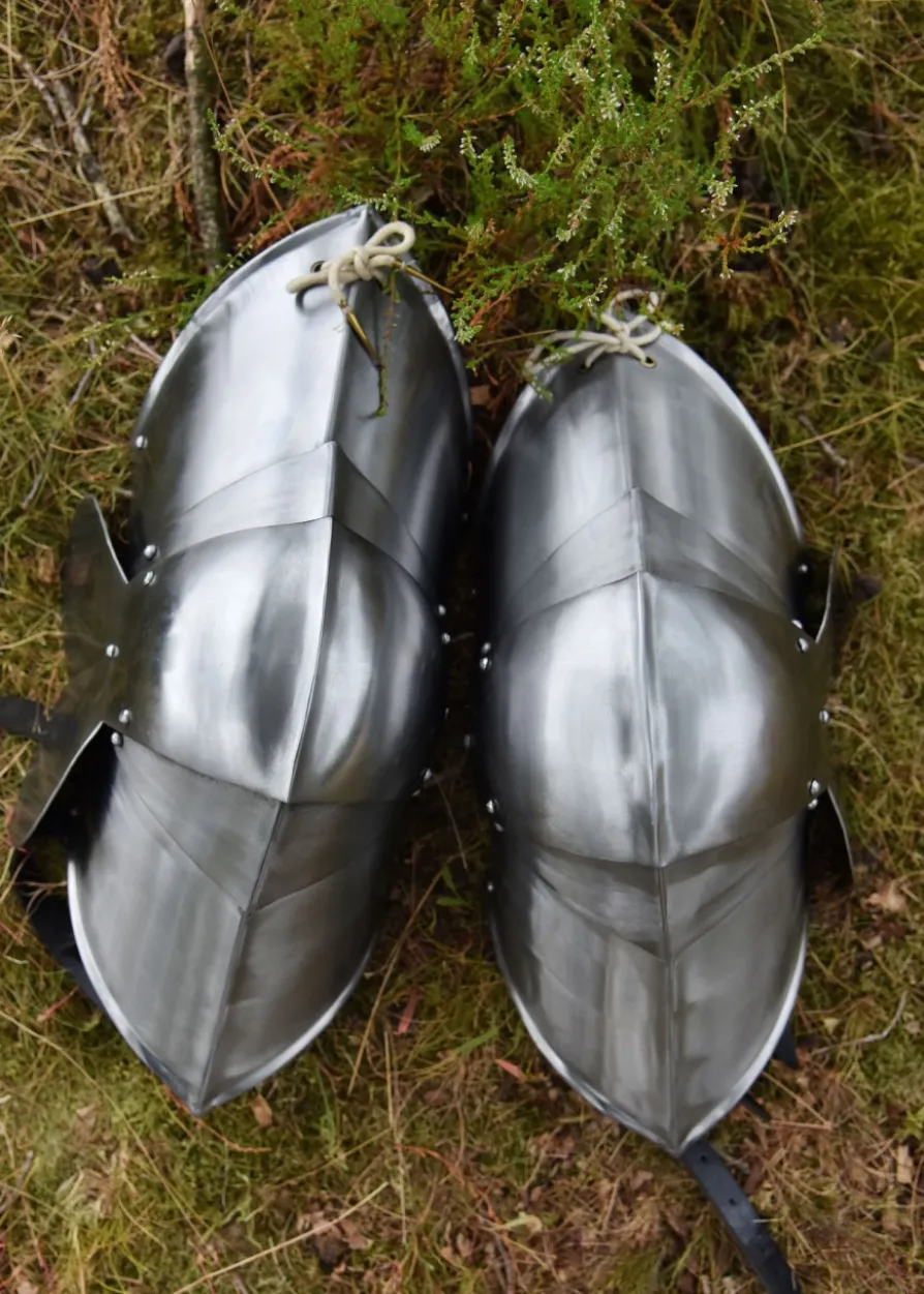 Kniekacheln, 15. Jh., 1,6 mm Stahl, Paar