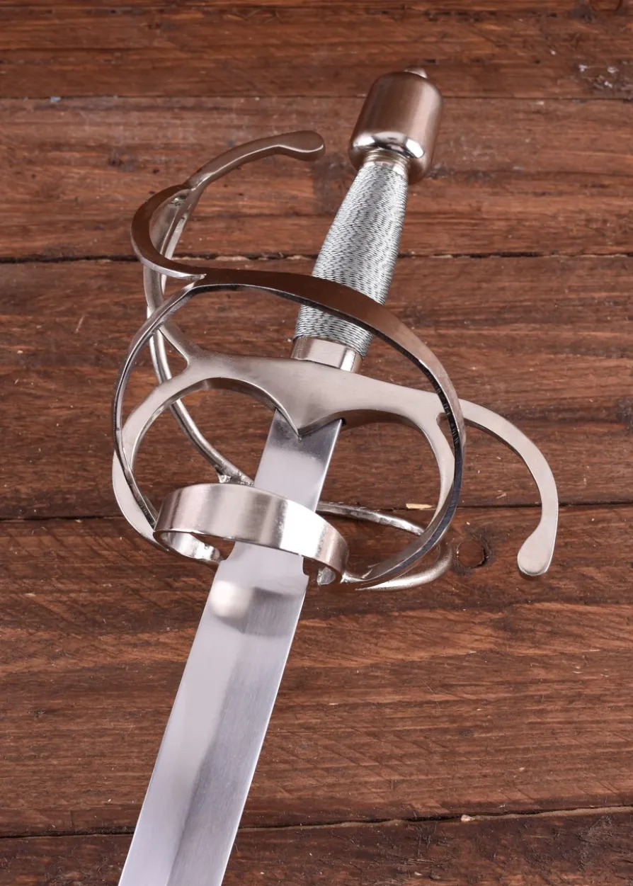 Korbrapier mit breiter Klinge, drahtumwickelter Griff