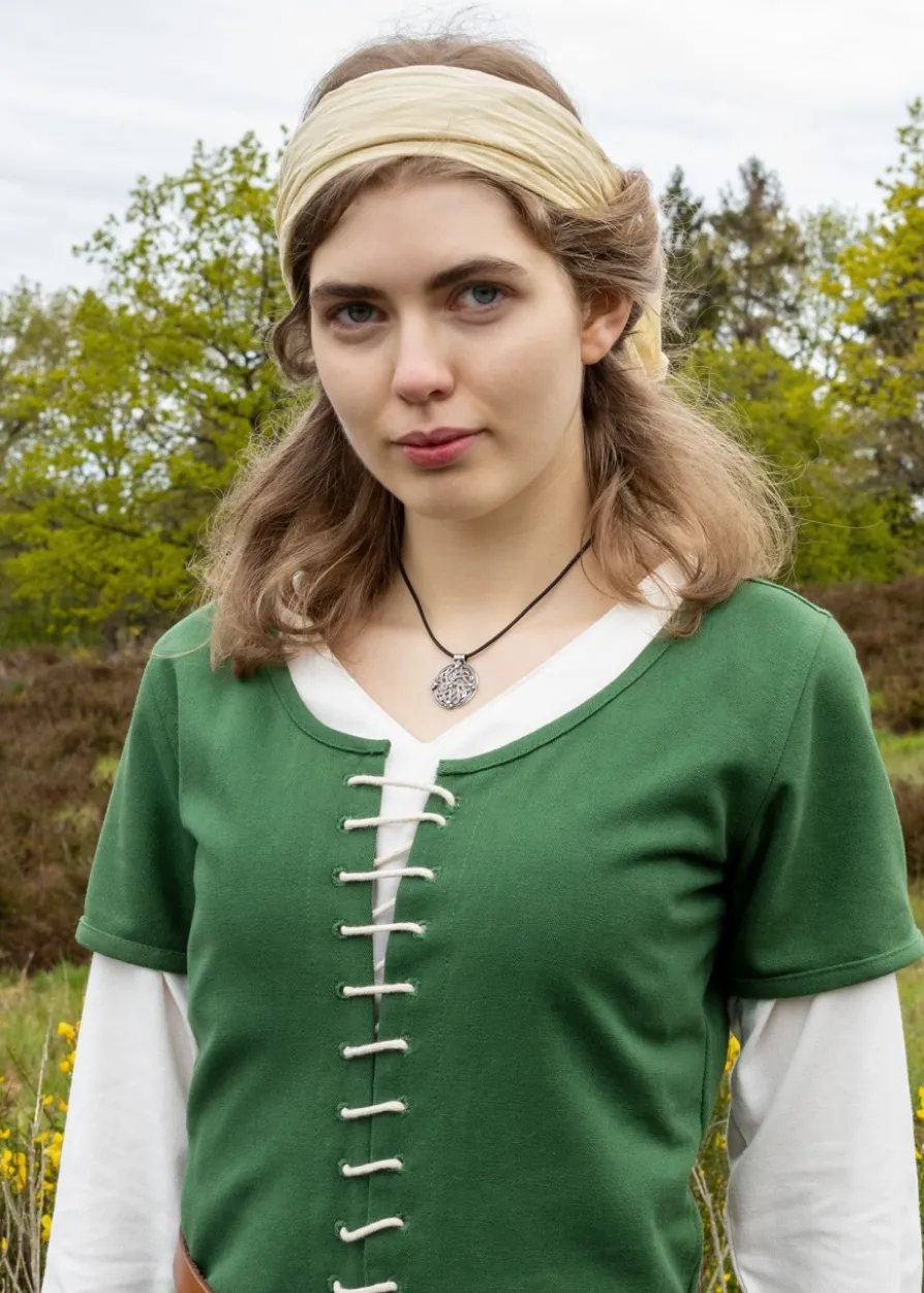 Kurzärmelige Cotehardie Ava, Mittelalterkleid, grün